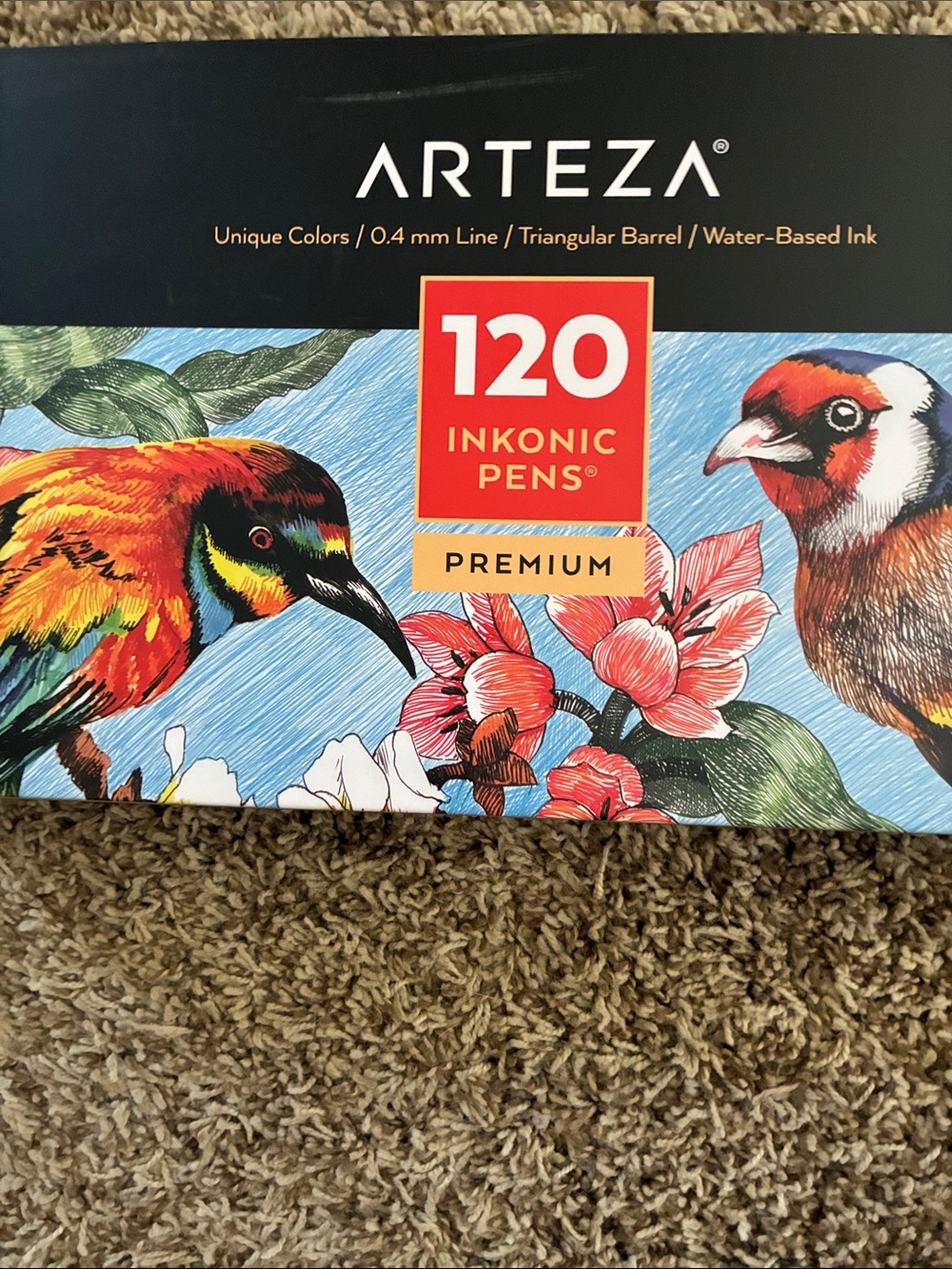 120 Inkonic Pens Tin - Colorful Bird Illustration
